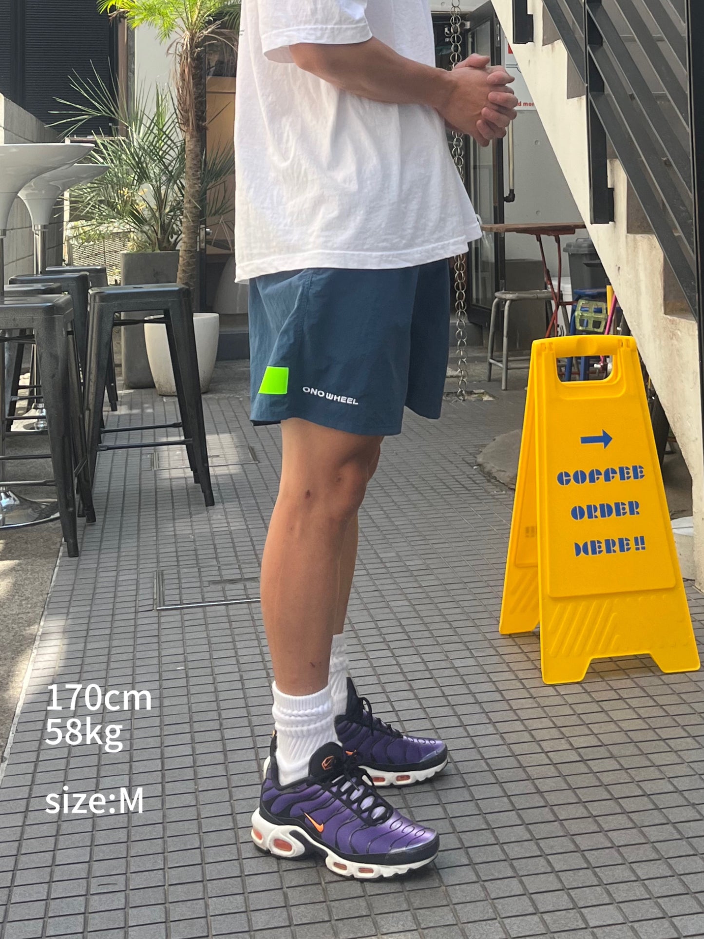 Reflector nylon half pants(mist blue)