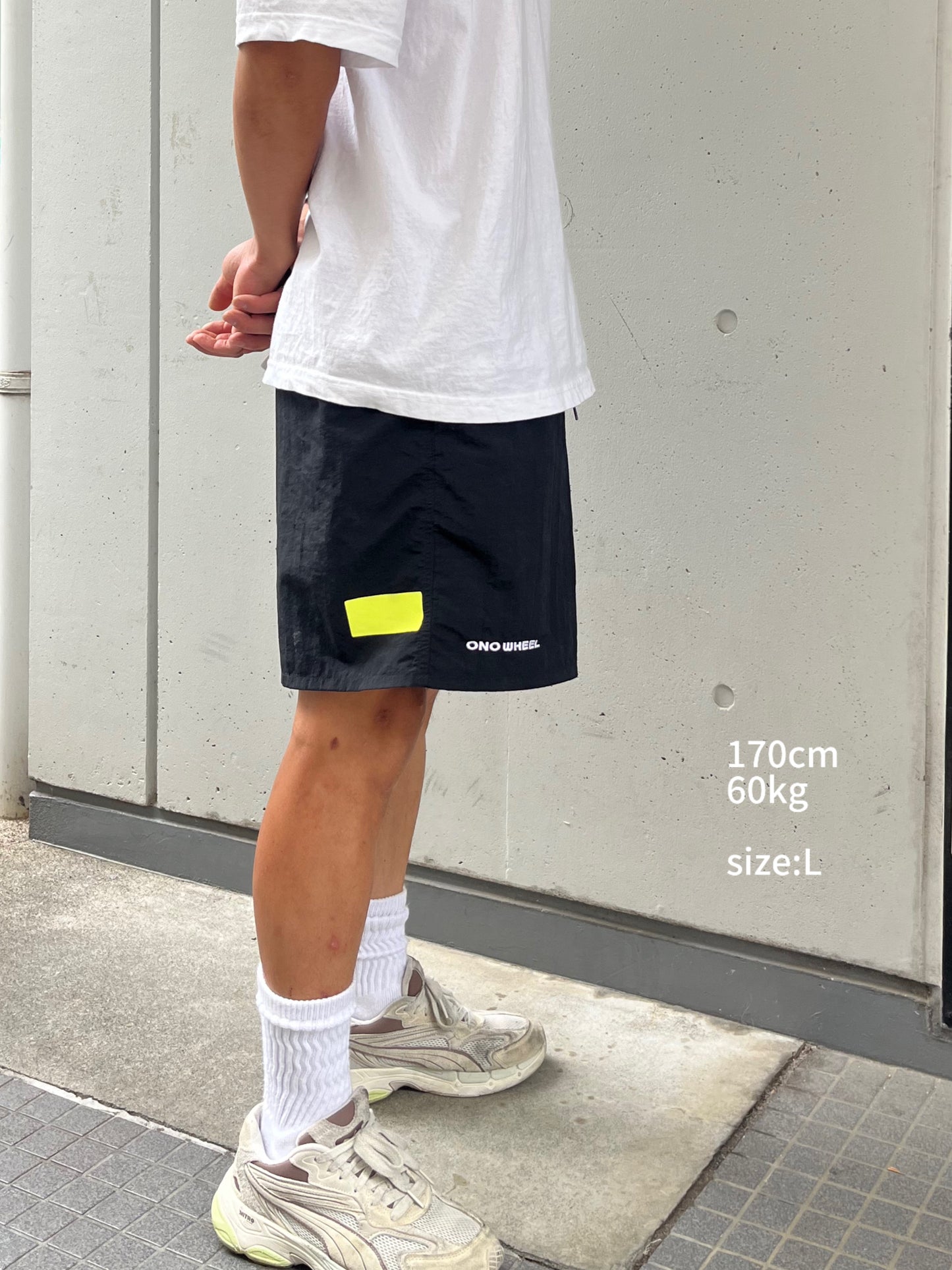 Reflector nylon half pants(fog black)