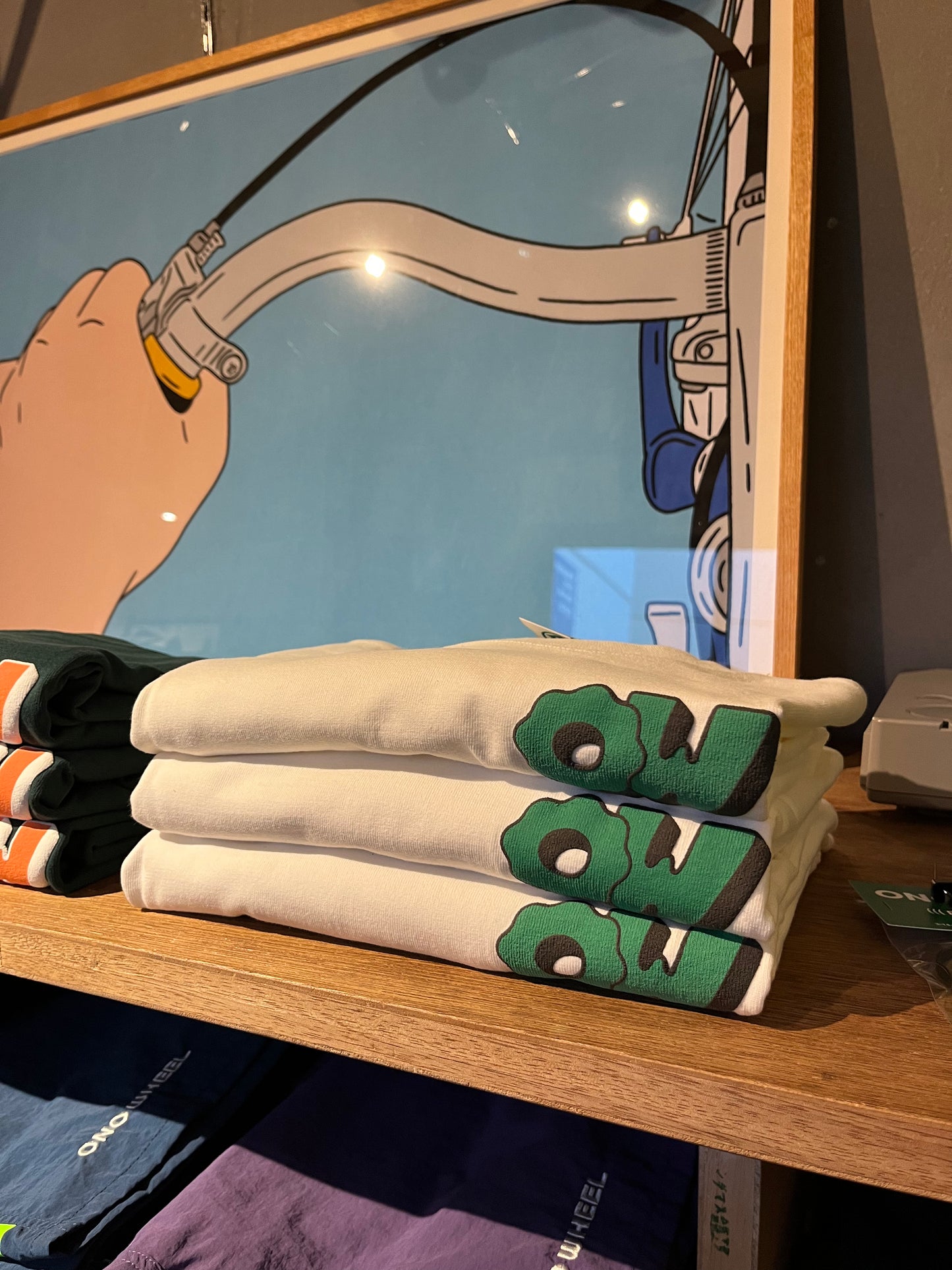 OW 8.1ozロングスリーブTシャツ(White×Green)